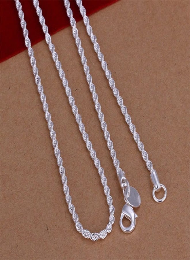 LRGKMCWTOB Fashion 925 Sterling Silver Rope Chain Twist Necklace Faux Dainty Durable Twist Rope Necklace Jewelry Luxury Braided Rope Chain Necklace Temperament Wedding Engagement Jewelry 20in - Image 5